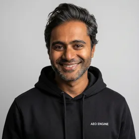 Portrait of Vijay Jacob, Founder and CEO of AEO Engine